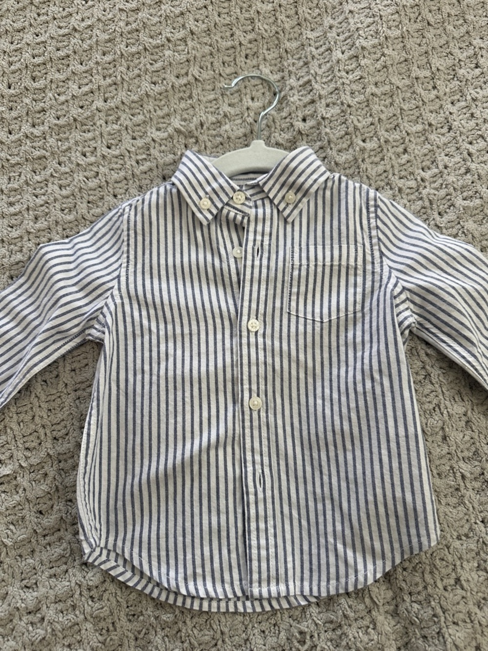 Janie and Jack Blue & White Striped Button-Down Shirt 6-12mos NWOT